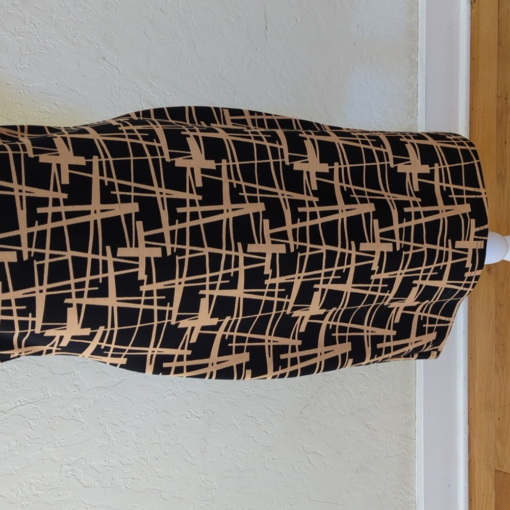 SHEIN Black Prive Allover Print Square Neck Bodycon Midi Dress Size XL - Picture 6 of 11